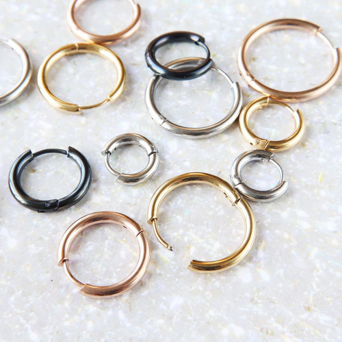 18K ハンドメイドフープピアス 片方 Mossa Firenze ITALY
