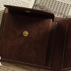 【受注製作】イタリアンレザー　プエブロ+マヤ　手縫い二つ折り財布　ブルーブラウン 4枚目の画像