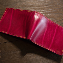ベルギー産ルガトショルダー　アザレアピンク　二つ折り財布 6枚目の画像