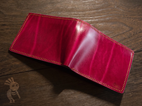 ベルギー産ルガトショルダー　アザレアピンク　二つ折り財布 6枚目の画像