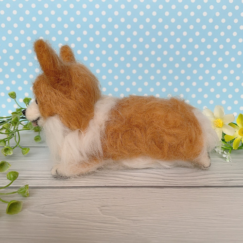 羊毛フェルト　アレンジメント　コーギー　ハンドメイド 羊毛フェルト アレンジメント コーギー ハンドメイド