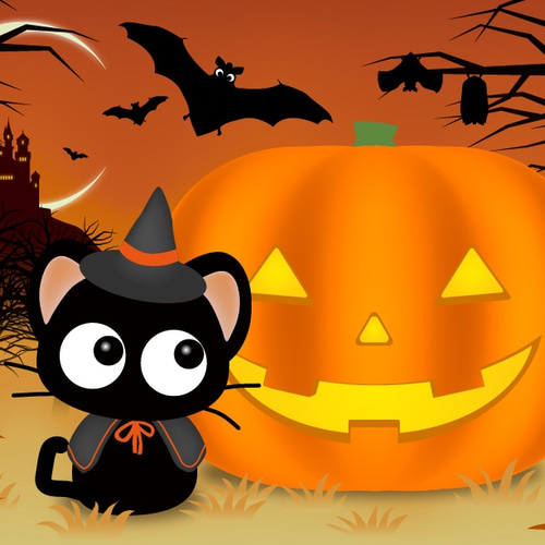 A4イラスト190 おばけカボチャとりっちー君 イラスト ふくはらしゅんじ