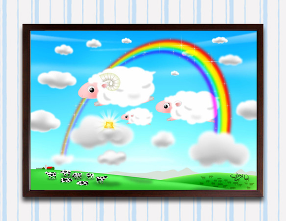 フレームイラスト「青空さんぽ」A3 イラスト ふくはらしゅんじ 通販