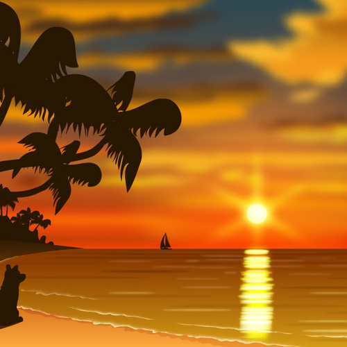 A4イラスト153 サイレンス サンセット イラスト ふくはらしゅんじ 通販