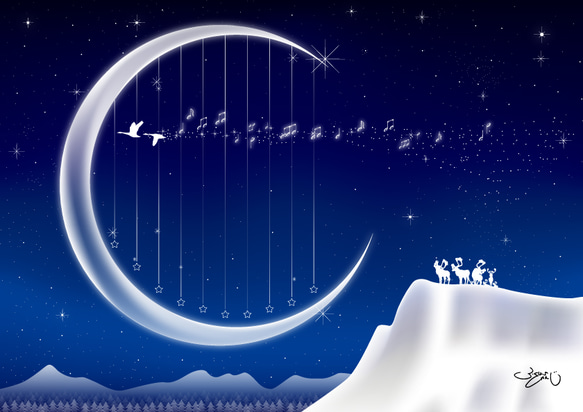 A4イラスト058　Moon Harp 1枚目の画像