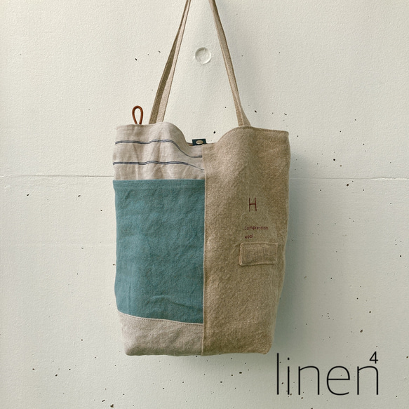 ☆linen☆パッチワークのナチュラルトート 1枚目の画像