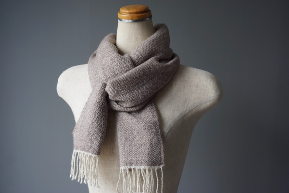 手織り　ストール　カシミヤ／シルクウール　AWM-005 3枚目の画像