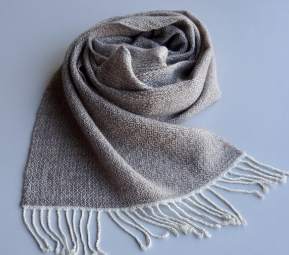 手織り　ストール　カシミヤ／シルクウール　AWM-005 6枚目の画像