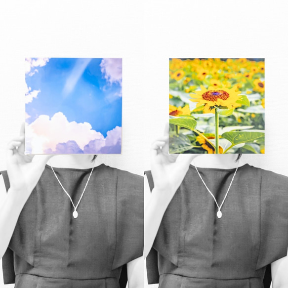 両面ファブリックパネル【夏の景色－ひまわりと青い青い空】壁掛けインテリア 1枚目の画像