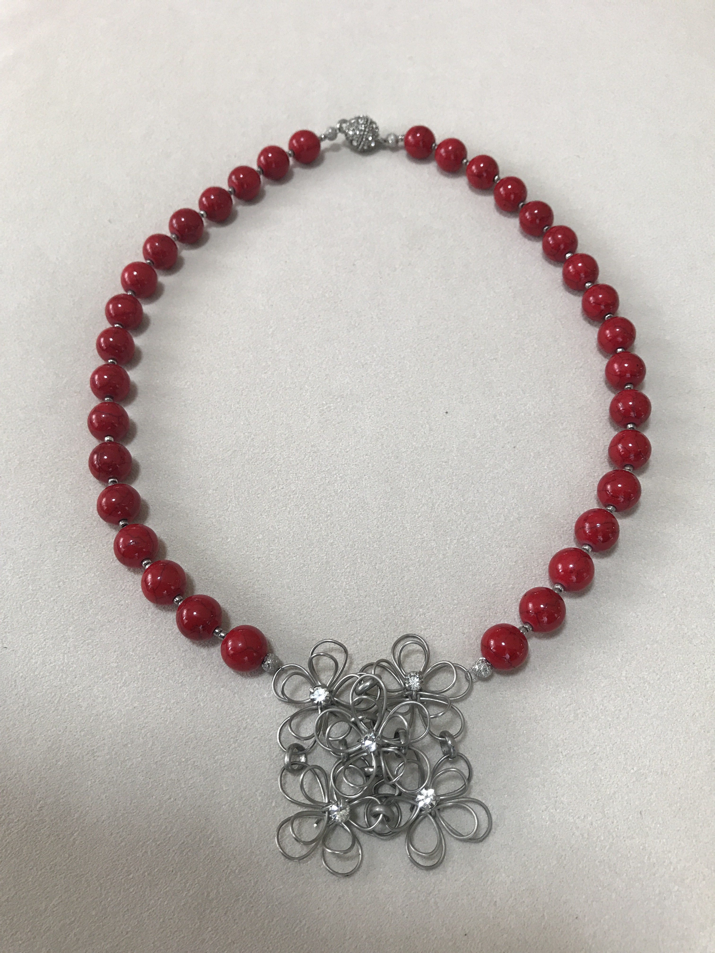 ワイヤーフラワーネックレス&ピアス