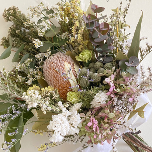 ドライフラワー★バンクシア、ココシニアネイティブスワッグ★アレンジメント♪癒し♪ ドライフラワー☆バンクシア、ココシニアネイティブスワッグ