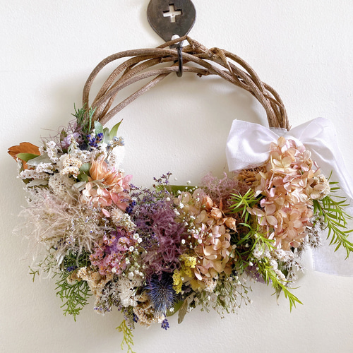 ドライフラワー 夏のお花たっぷり 水無月紫陽花 リース リース