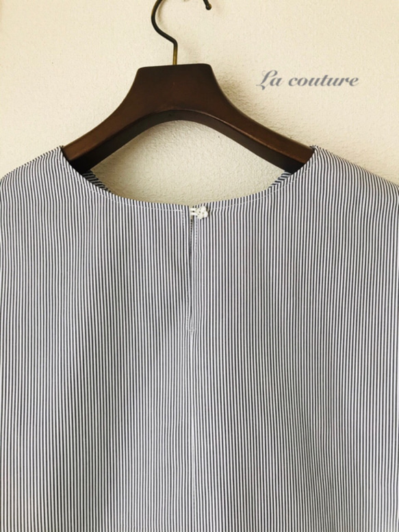 袖フリルプルオーバー / コットン　gray Stripe 6枚目の画像