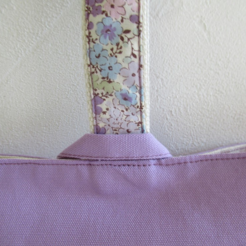 即納可能】濃パープル花柄 上靴袋☆ リボン刺繍 さくらんぼ 上履き袋