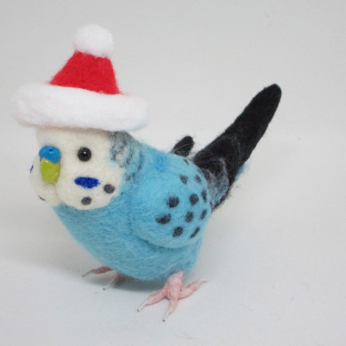 Xmas 羊毛フェルト ちょっとリアルで可愛いセキセイインコ ゆこりん 