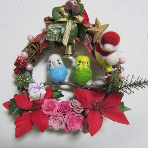 ハンドメイド　オーダー受付ページ　　♡クリスマスリース　インコ　パネル♡ ハンドメイド オーダー受付ページ ♡インコ パネル♡ ①