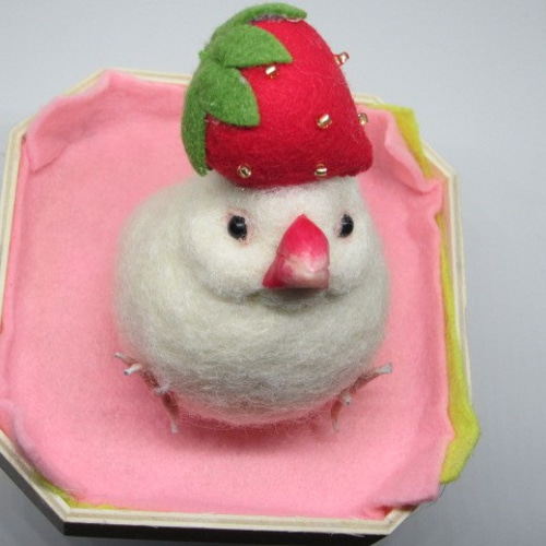 羊毛フェルトセキセイインコ鏡餅正月飾り