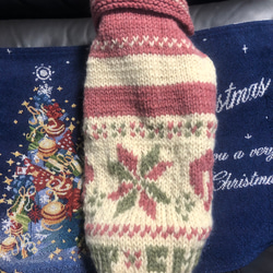 ワンコ　クリスマスカラー　カウチン風手編みセーター　 8枚目の画像