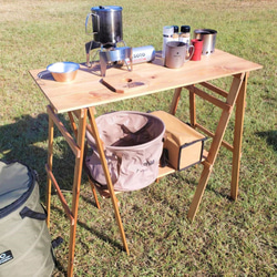 キッチンテーブル　折り畳みテーブル　アウトドア　木製　軽量　キャンプ　マルシェ 1枚目の画像