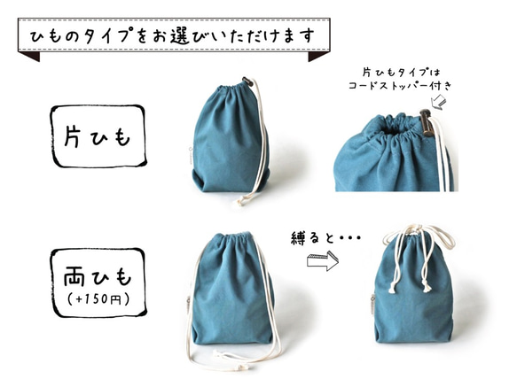 Kinchaku Basic S コットンキャンバス セルリアンブルー [巾着袋 厚手 シンプル 無地] 9枚目の画像