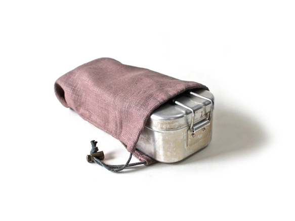 Kinchaku Outdoor メスティン用 リネンキャンバス ブラウン [メスティンケース リネン 無地 麻] 5枚目の画像