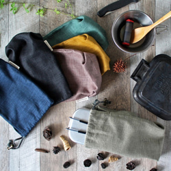 Kinchaku Outdoor メスティン用 リネンキャンバス ブラウン [メスティンケース リネン 無地 麻] 10枚目の画像