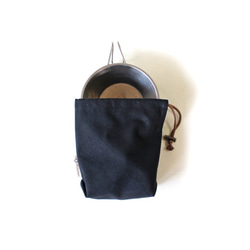 Kinchaku Outdoor シェラカップ用 コットンキャンバス ブラック [シェラカップケース 帆布] 3枚目の画像
