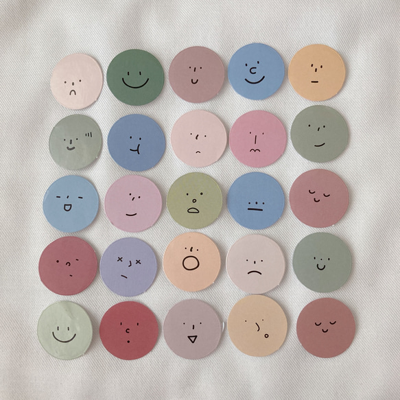 マカロンカラー 表情 顔 フレークシール Sサイズ シール・ステッカー