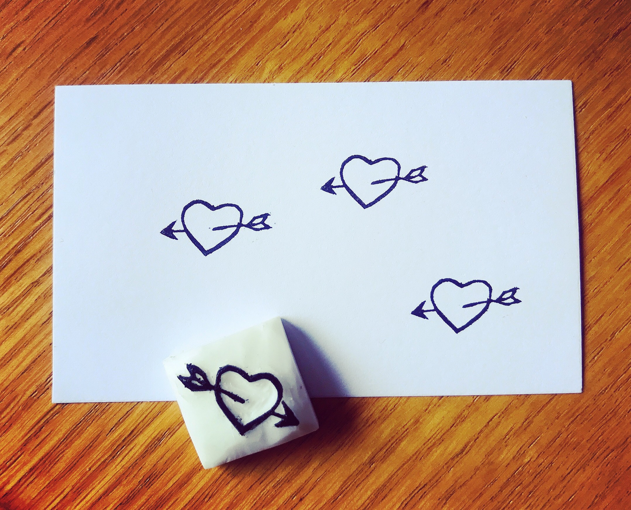 消しゴムはんこ No.16 merci ハート 手書き文字