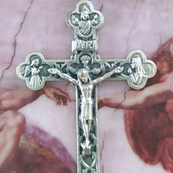 大き6cm美しい十字架ヴィンテージトリニティクロス御守りネックレスキリスト三位一体お守りロザリオペンダントクリスマス 2枚目の画像