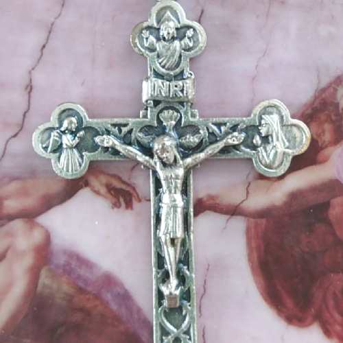 大き6cm美しい十字架ヴィンテージトリニティクロス御守りネックレス