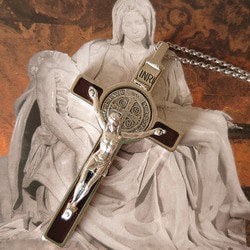 大きめ聖ベネディクトの十字架 御守りロザリオネックレス お守りペンダント 4枚目の画像