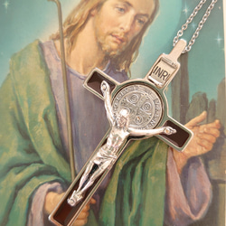 大きめ聖ベネディクトの十字架 御守りロザリオネックレス お守りペンダント 9枚目の画像