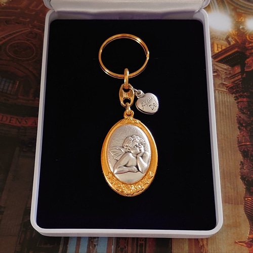 イタリア製ラファエロの天使ハートのスライドロケットメダイゴールド