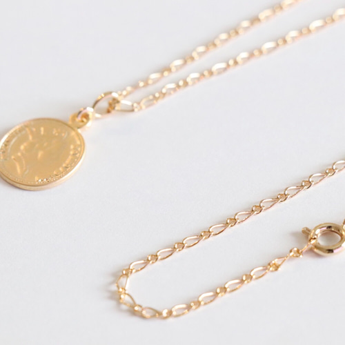 50cm〜ロングマットカラーコインネックレスK16GP ネックレス