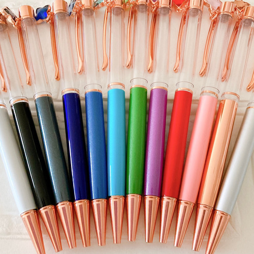 大人気 ハーバリウムボールペン チャーム付き 12色 トップジュエル