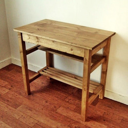 アンティーク風 作業台デスク　（ナチュラル） 1枚目の画像