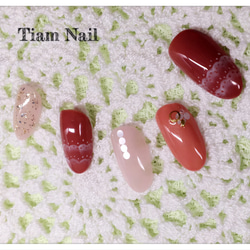 大人可愛い 秋色レースネイルチップ♡Tiam nail♡ 2枚目の画像