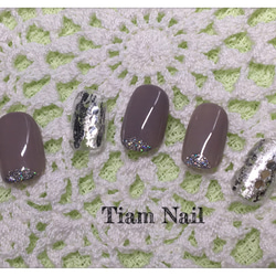 グレージュ 秋色ネイルチップ♡Tiam nail♡ 1枚目の画像