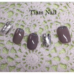 グレージュ 秋色ネイルチップ♡Tiam nail♡ 2枚目の画像