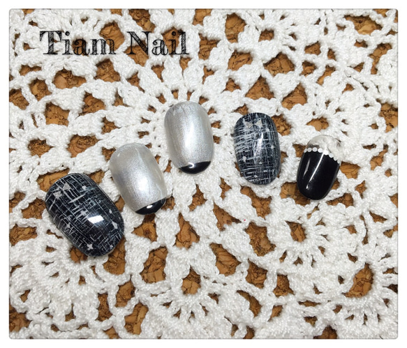 モノトーンツイードネイルチップ ♡Tiam nail♡ 2枚目の画像