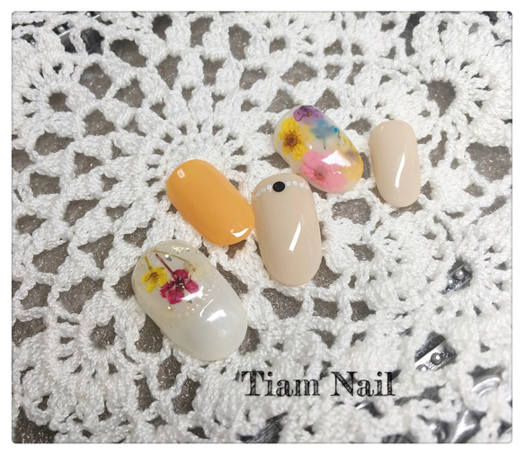 押し花ネイルチップ ♡Tiam nail♡ 2枚目の画像