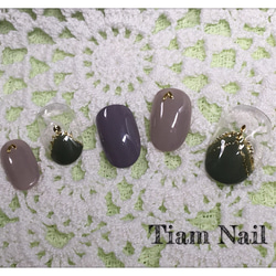 カーキとグレーのネイルチップ ♡Tiam nail♡ 2枚目の画像