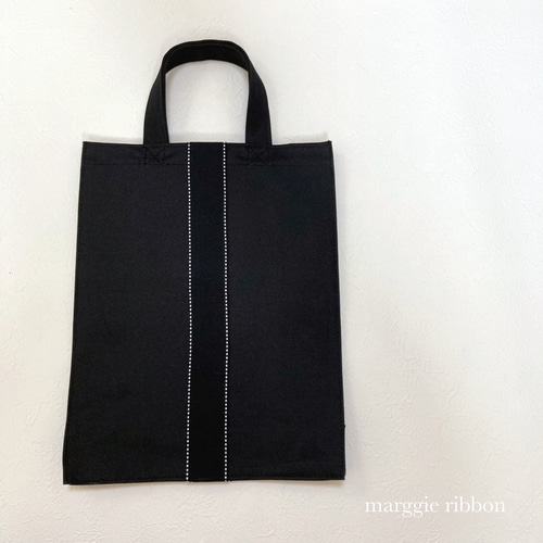 きちんとにも♡A4サイズ縦型 シンプルリボンバッグ ブラック お仕事  