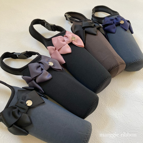ハンドメイド　オーダー　水筒　カバー　リボン 送料込み】大人も子供も大好き♡大きなリボンの水筒カバー