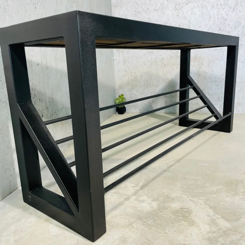 アイアン　ベンチ　足場板 古材足場板のアイアンベンチ - MUKU-MO