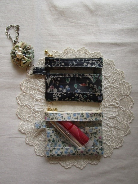 帶隔板 xxs-3（卡片大小）Liberty Lami Clear Pouch Sleeping Rose 第5張的照片