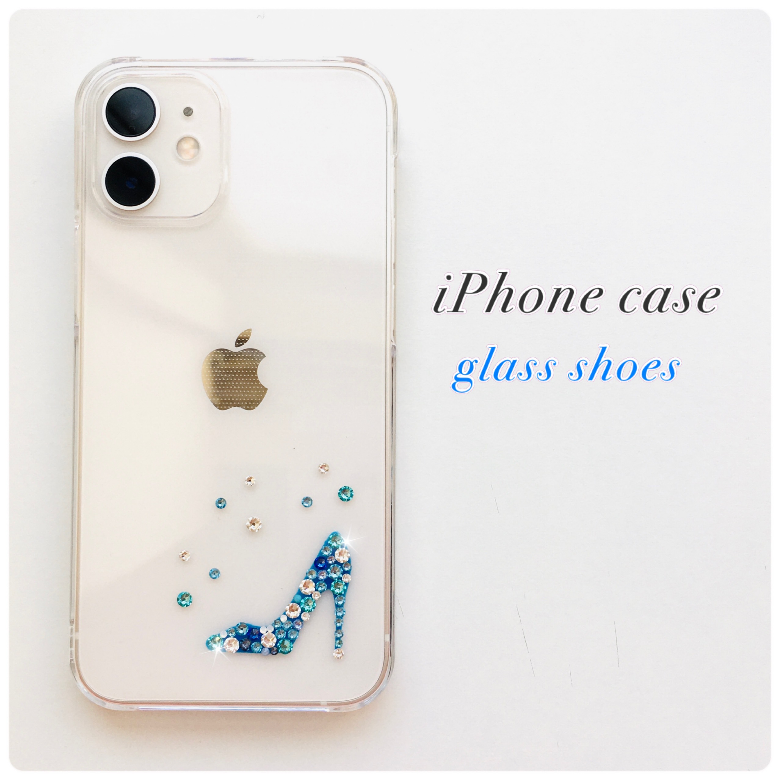 ブルー iPhone14ケース 【スワロフスキー】クリスタル iPhone13