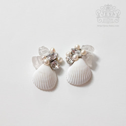 SUMMER DRESS SHELL イヤリング＆ピアス【BEACH WEDDING SILVER】 1枚目の画像