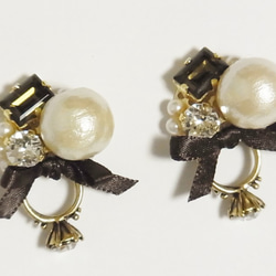 Pierced earrings of ring 【スモーキークォーツ　ピアスバージョン】 1枚目の画像